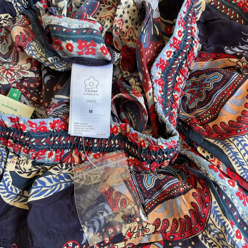 FARM Rio Navy, Red & Cream Paisley Drawstring pants - Picture 3 of 7